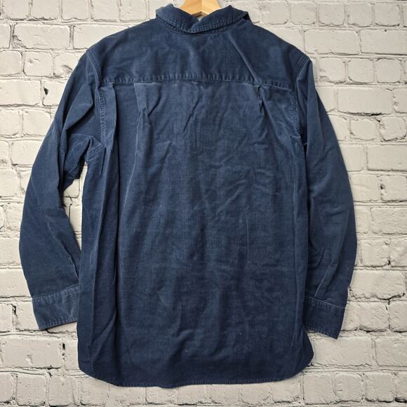 Vintage 90s NY Jeans 100% Cotton Corduroy Blue Long Sleeve Button Up Blouse L - Picture 8 of 10
